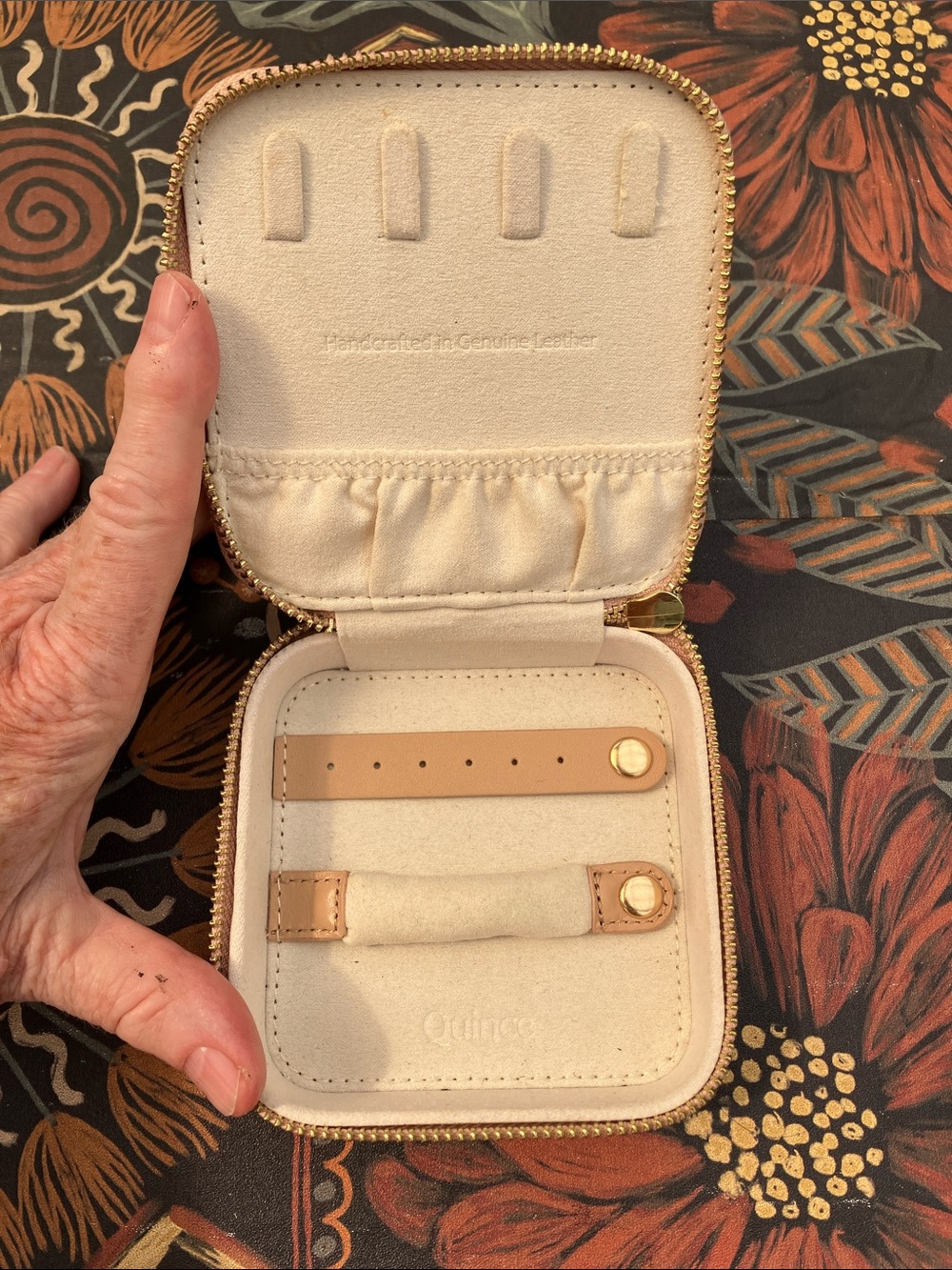 QUINCE Tan Leather Jewelry Travel Case